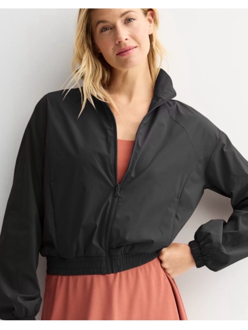 All In Motion Black Women's Lightweight Zip-Up Jacket, Size Medium